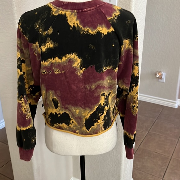 JoyLab maroon, black & gold terry French acid washed crop sweatshirt XS - Picture 4 of 17